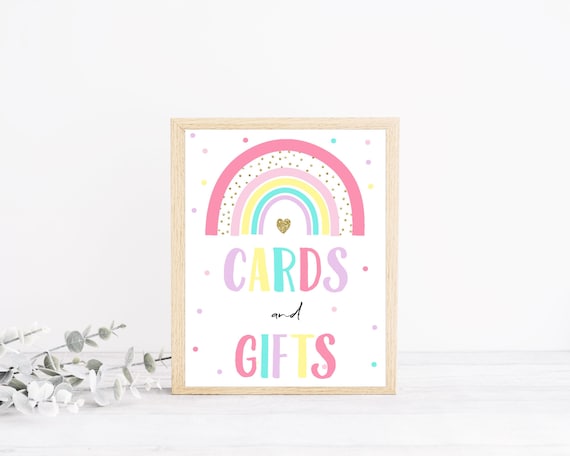 Cards And Gifts Sign Pastel Rainbow Table Sign Rainbow Of Fun Party Decorations Birthday Party Gifts Table Sign Instant Download Sign Il_570xn