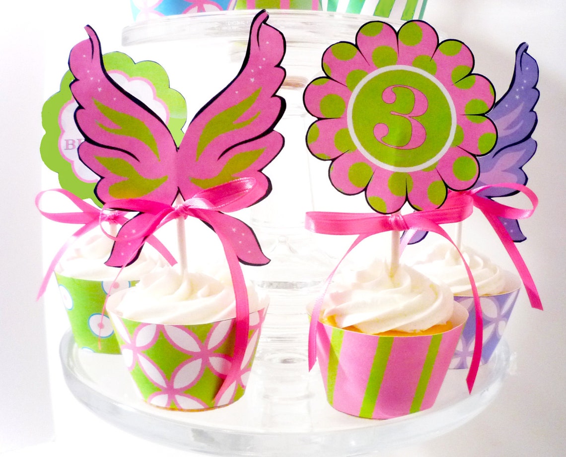 Pixie Tinkerbell Printable Party Cupcake Wrappers and Toppers Etsy