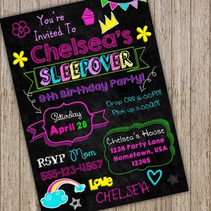Teen Invitation Sleepover Tween Birthday Invitation Glow Etsy Teen Invitation Sleepover Tween Birthday Invitation Glow Etsy