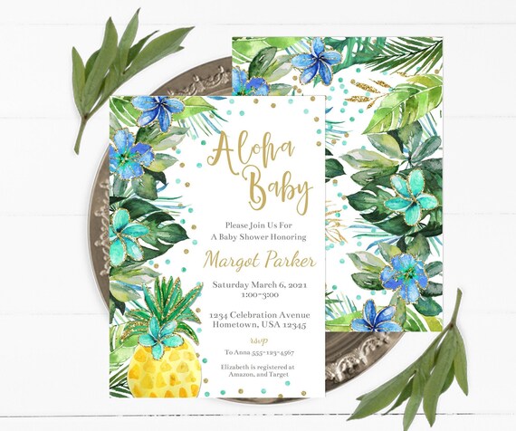 Aloha baby sale invitations