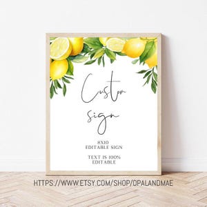 Editable Citrus Lemon Bridal Shower Custom Sign Rustic She Found Her Main Squeeze Welcome Sign Printable Template Instant Download 8x10