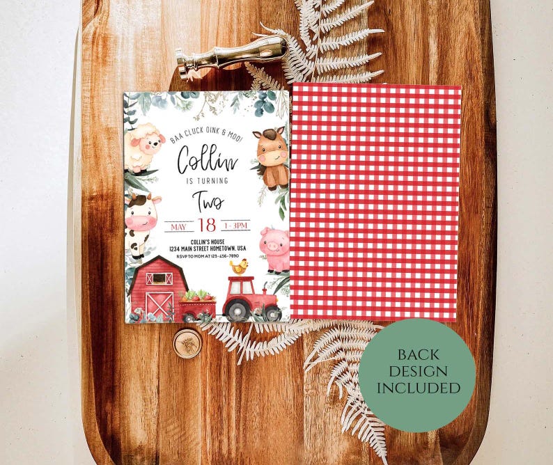 Editable Farm Birthday Invitation Boy Farm Animals Boy Barnyard ...
