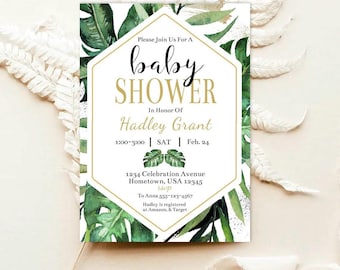 EDITABLE Tropical Baby Shower Invitation, Tropical Invitation, Baby Shower Invitation, printable Invitation, Tropical Baby Shower TS02