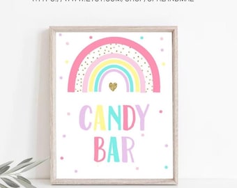 Candy Bar Sign Pastel Rainbow Table Sign Rainbow Of Fun Party Decorations Birthday Party Gifts Table Sign Instant Download Sign