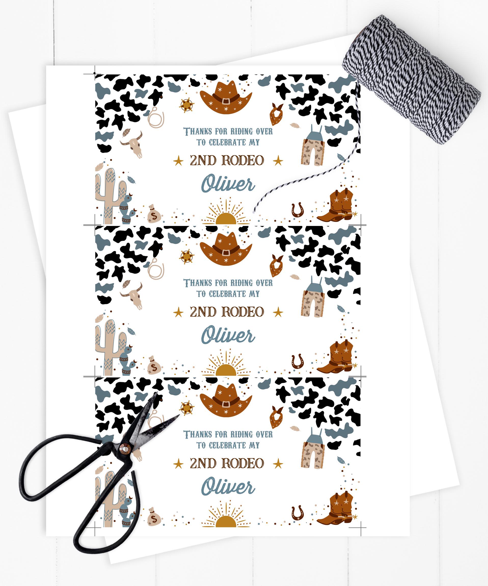 My Second Rodeo Labels Editable Second Rodeo Gable Box Label Template Western Birthday Gable ...