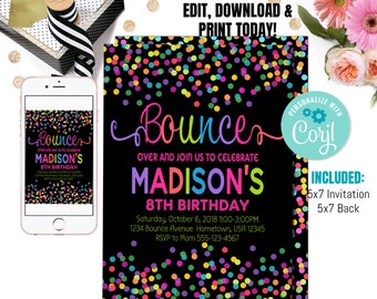 Jump Birthday Invitation EDITABLE, Jump Invitation, Jump Party Invite, Digital Instant Download