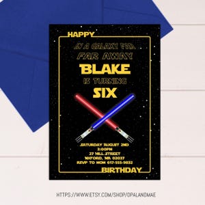 スターギャラクティック誕生日招待状、スタースペース招待状、スターテーマ誕生日招待状、スターテーマパーティー