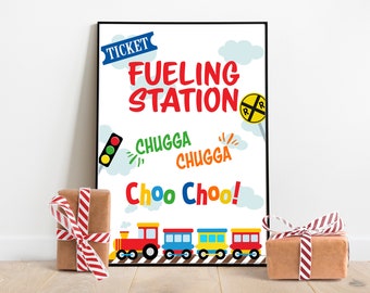 Fuelling Station Table Sign, Choo Choo Train Party Sign, Train Party Food Station, Train Party Decorations, Chugga Chugga Table Sign Decor