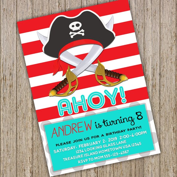 Pirate Invitation - Pirate Party Invitations - Pirate Birthday Party Invites - Pirate Party Supplies - Pirate Themed Party Il_570xn