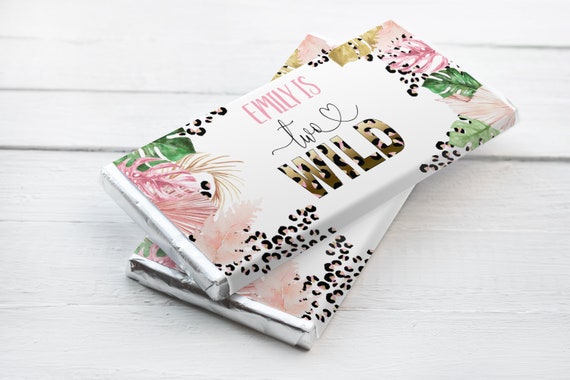 Editable Candy Bar Wrapper Safari Leopard Print Birthday, Two Wild Party Wild Jungle Animal Print Favors Girl, Instant Download PRINTABLE Il_570xn