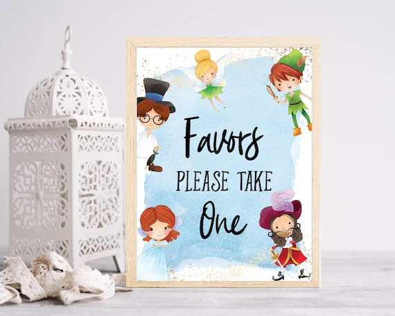 Peter Pan Party Favors Sign, Birthday Party Sign, Peter Pan Birthday Party,  Neverland Birthday Party, Desert Party Instant Download 