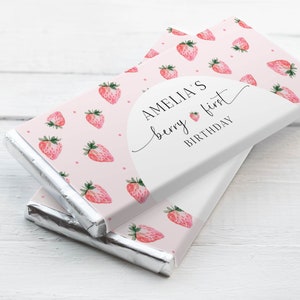 Berry First Birthday Candy Bar Strawberry Birthday Candy Bar Wrapper Berry 1st birthday Party Decorations Birthday Girl SB01