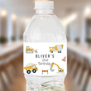 Adesivi personalizzati modificabili per bottiglie d'acqua da cantiere, etichette per bottiglie d'acqua per autocarri con cassone ribaltabile, modello stampabile, download digitale istantaneo CP01