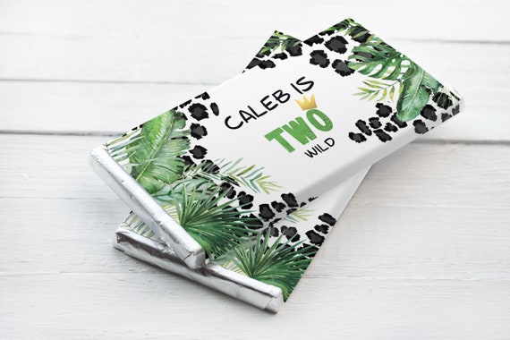 Editable Candy Bar Wrapper Safari Leopard Print Birthday, Two Wild Party Wild Jungle Animal Print Favors Boy, Instant Download PRINTABLE Il_570xn