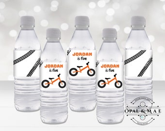 Editable Dirt Bike bicycle Party Water Bottle Labels, bicycle Party Birthday Party Decor, Dirt Bike Bottle Wraps, Instant Download