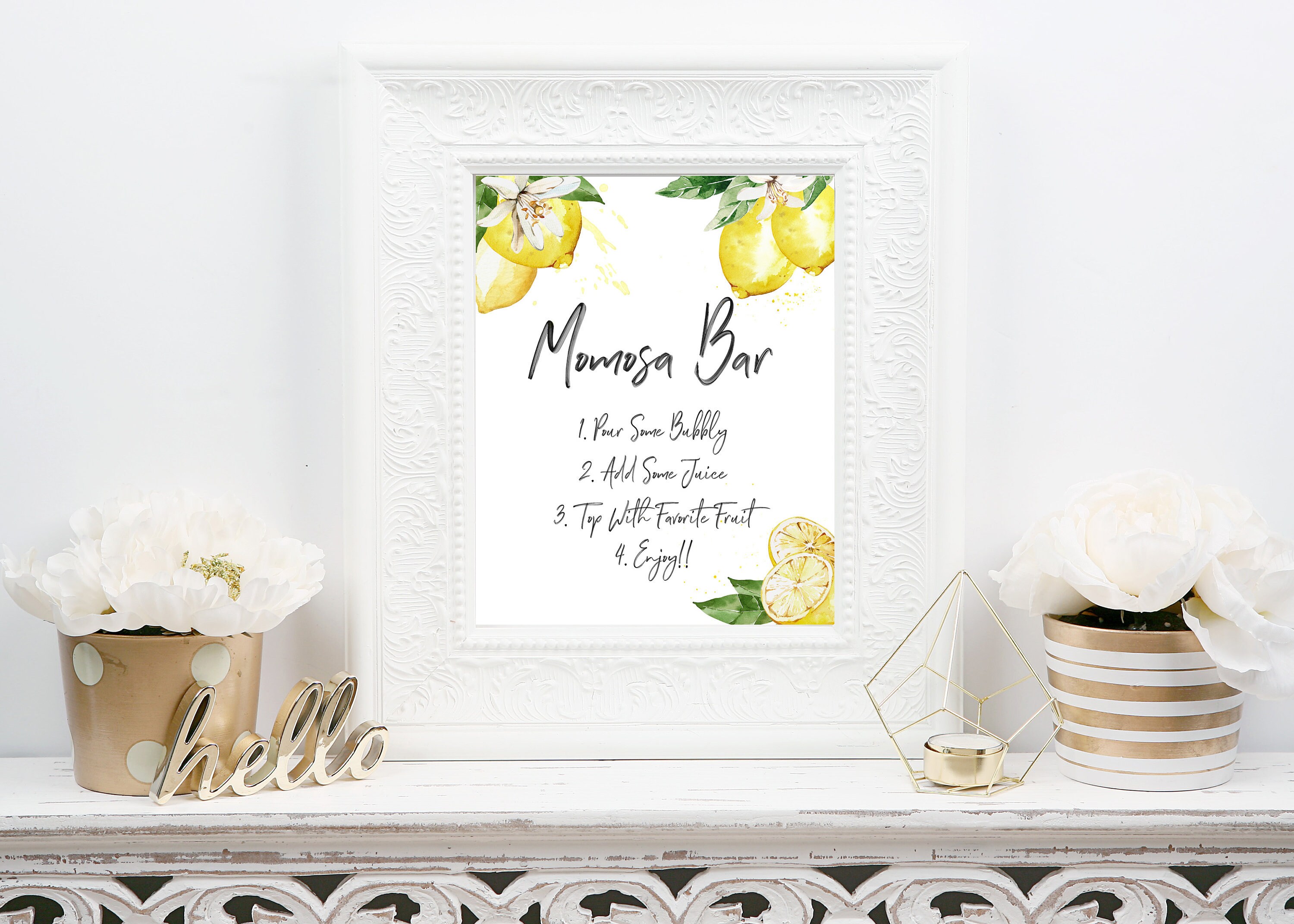 Mom-osa mimosa bar sign, lemon baby shower, lemons, citrus, lemon theme, Printable Baby Shower, Lemon, Citrus, Gender neutral Shower