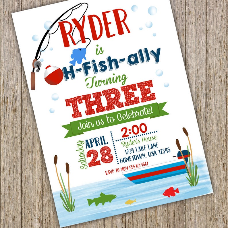 Fishing Birthday Invitation Fishing Invitations Fishing Etsy