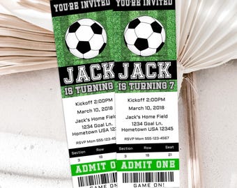 Editable Soccer Ticket Birthday Invitation, Football Ticket Invite Template, Soccer Party Kids, Digital Printable, Instant Download SC01