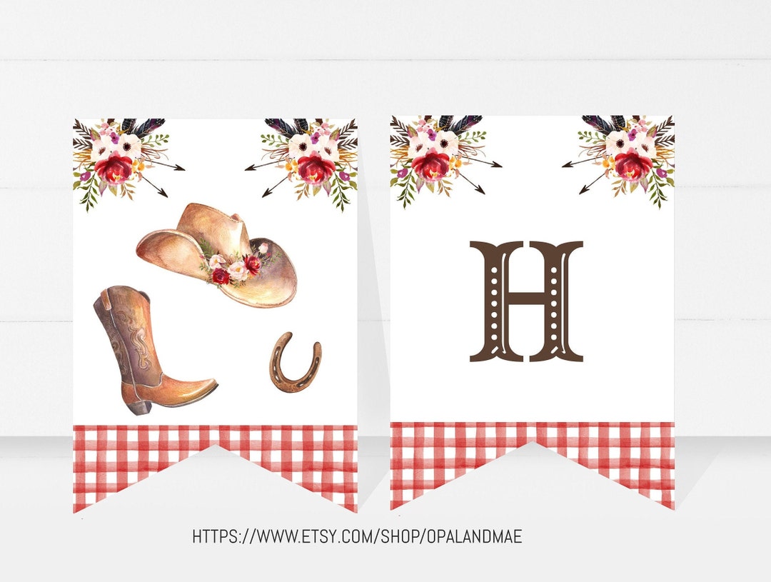 EDITABLE Happy Birthday Banner Cowgirl Birthday Banner Cowgirl Birthday ...