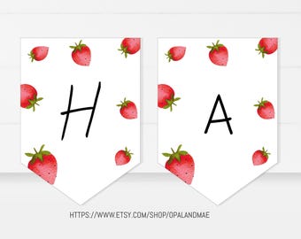 Strawberry Party Banner Strawberry Instant Download Birthday Banner Berry Sweet Farmers Market Decor banner Girl PRINTABLE