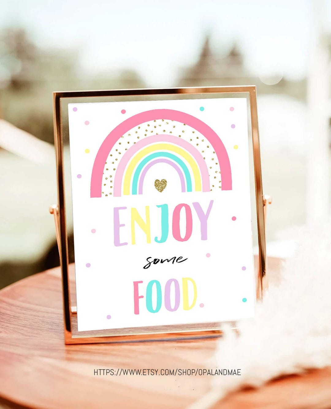 Enjoy Some Treats Sign Brown Rainbow Table Sign Rainbow of Fun Party ...
