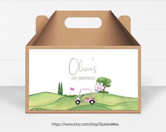 Etiquetas editables para cajas de cumpleaños de golf, caja de dulces para cumpleaños de golf, par tee, cumpleaños de niña, primer cumpleaños, tema de golf, primer cumpleaños GP01