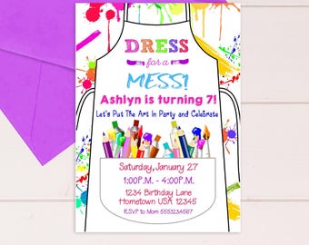 Invitación editable para fiesta de cumpleaños de niñas con arte, arcoíris, descarga instantánea AP01