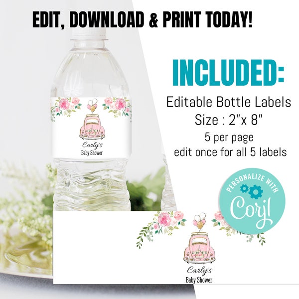 Drive by Baby Shower Bottle Labels Etsy