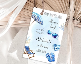 Editable Summer Teacher Appreciation Gift Tag Kids Relax In The Sun Tag End Of School Year Tag Digital Template Printable