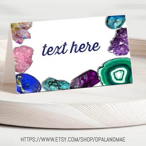 DOWNLOAD INSTANTÂNEO Cartões de comida editáveis para impressão de rochas geológicas, cartões de lugar, planos, placa de etiqueta de festa de aniversário de mineração de rochas