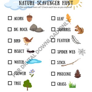 Nature Scavenger Hunt | Outdoor Activity Printable | Kids Adventure ...