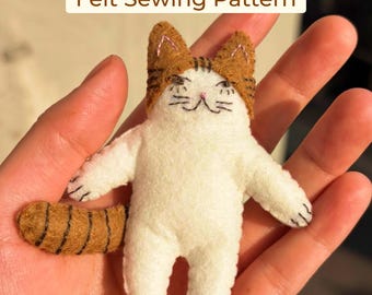Felt Cat Sewing Pattern PDF & SVG | DIY Cat Plush Pattern | Beginner Felt Craft | Pancho