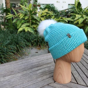 Created By Cyd‎ Handmade Teal Marled Ribbed Knit Beanie Winter Chunky Hat NEW NWT CC Exclusive Winter Beanie Hat Women main image 3