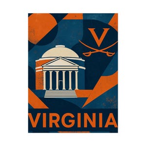 Virginia University Art Print, Retro Virginia Poster, College Decor, Wall Art for Students, Gift for Alumni