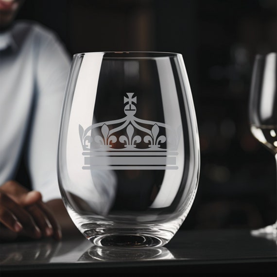Crown #10 Stemless Wine Glass | 15 Ounce | Laser Engraved | Permanently  Etched | Stylish | New Orleans Style - Etsy