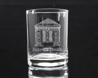 Make It a Double - Personalized Laser Engraved Whiskey Glass - Custom Name - Unique Barware Gift