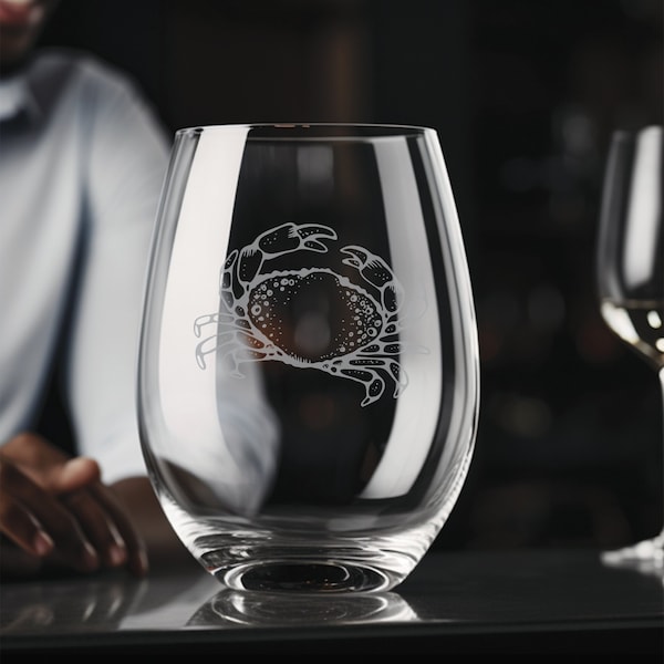 Crab Wine Glass Etsy