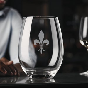 Fleur De Lis - Stemmed Wine Glasses - Set of Four