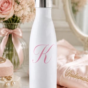 Personalized White Stainless Steel Water Bottle – Monogram Initial Drinkware