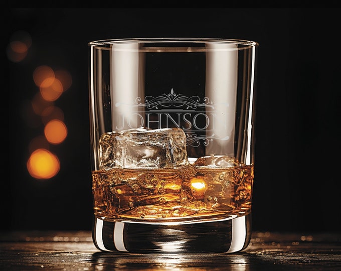 Fancy   - Personalized Laser Engraved Whiskey Glass - Custom Name - Unique Barware Gift