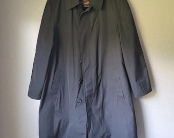 Botany 500 Trench Coat Mens XL Black Excellent Zip Out Faux Fur Lining Overcoat