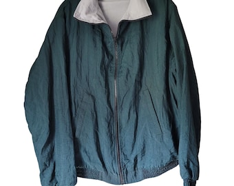 VTG 90s NWOT Dark Green Fleece Lined Nylon Track Jacket Bomber Made in USA Large
