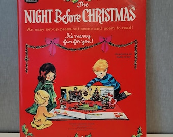 Whitman The Night Before Christmas Press-out Book 1968 Red Excellent Vintage MCM