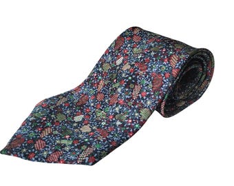Vintage Christian Dior Monsieur Tie Blue Red Green Holiday Christmas Presents
