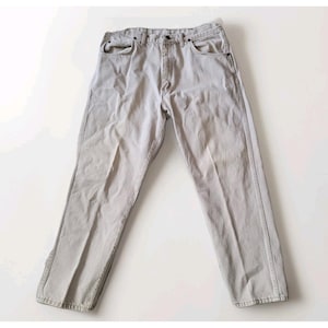 Vintage Wrangler Rugged Wear-denimjeans 36 x 30 gemaakt in de VS Khaki Tan Stone afbeelding 1