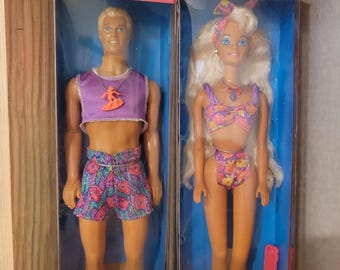 Lalki Barbie i Ken firmy Mattel Glitter Beach Vintage z 1992 roku – NIB (zestaw 2 szt.)