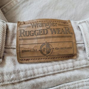 Vintage Wrangler Rugged Wear-denimjeans 36 x 30 gemaakt in de VS Khaki Tan Stone afbeelding 5