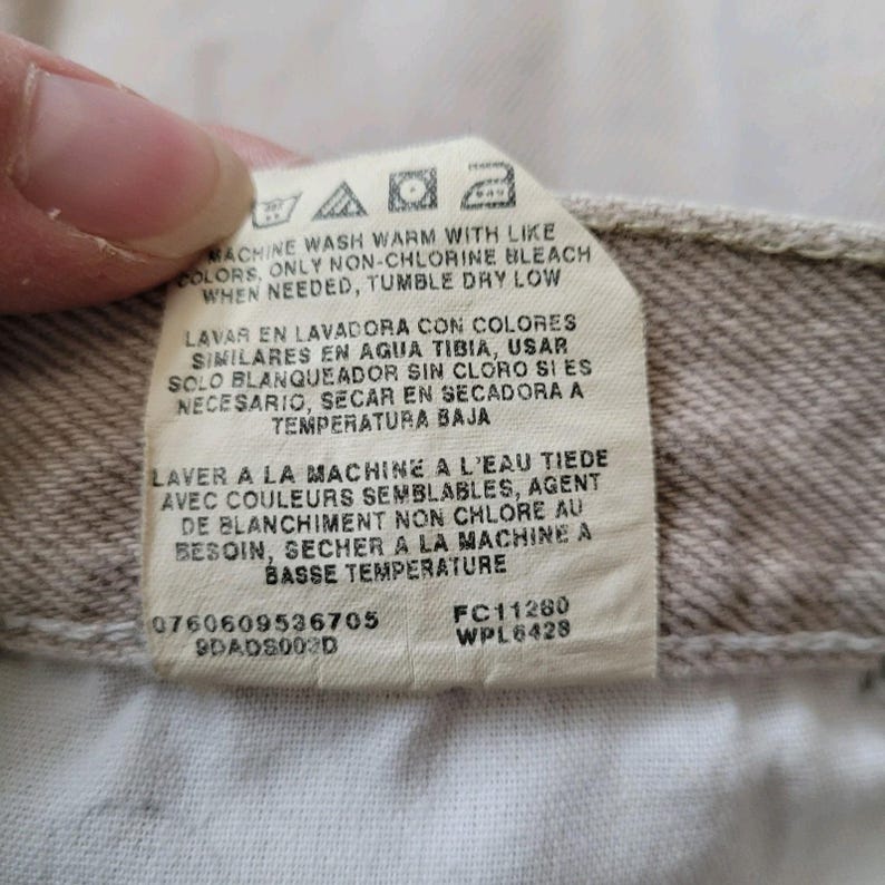 Vintage Wrangler Rugged Wear-denimjeans 36 x 30 gemaakt in de VS Khaki Tan Stone afbeelding 7