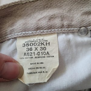 Vintage Wrangler Rugged Wear-denimjeans 36 x 30 gemaakt in de VS Khaki Tan Stone afbeelding 6