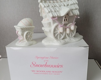 Dept 56 Snowbunnies "My Woodland Wagon" Lighted Figurine Set w/ Box - Tested